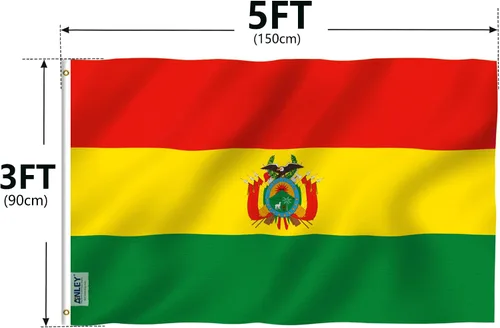 Miniatura 7 de ANLEY Fly Breeze - Bandera de Bolivia de 3 x 5 pies, color vivo y a prueba de decoloración, cabecera de lona y doble costura, banderas nacionales