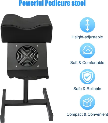 Miniatura 7 de Soporte de pie de pedicura, reposapiés de manicura de pedicura ajustable con ventilador extractor de polvo y bolsa, silla de pedicura antideslizante