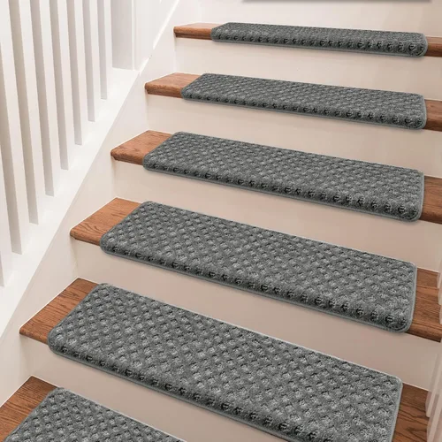 Miniatura 8 de PURE ERA Bullnose - Juego de peldaños de alfombra para escaleras sin cinta, antideslizantes, protectores de escaleras para interiores, alfombras