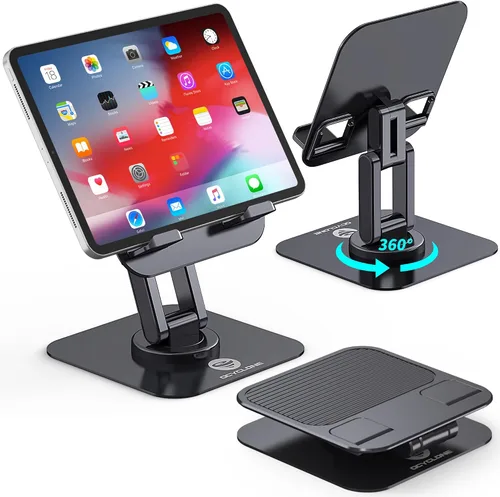 Miniatura 9 de OCYCLONE Soporte para iPad, soporte plegable ajustable giratorio de 360° para tablet iPad compatible con Kindle Tablet iPad de 4 a 15.6 pulgadas