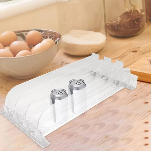 Miniatura 9 de Zerodeko Dispensador de bebidas para nevera: 3 unids Organizador de latas de soda autoempujante para refrigerador Empujador de bebidas ajustable