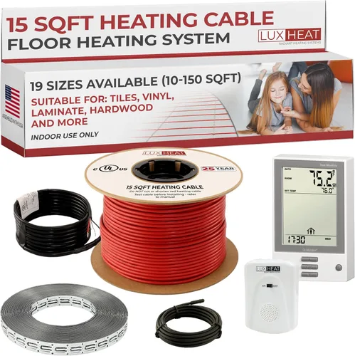 Miniatura 17 de LuxHeat Kit de cable de calefacción de suelo de 10 pies cuadrados - Sistema de calefacción por suelo radiante de 120 V - Sistema de suelo