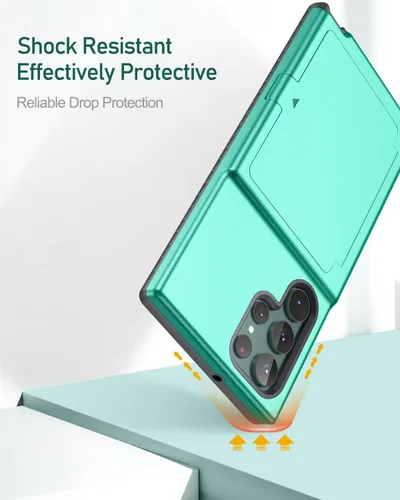 Miniatura 7 de WeLoveCase Funda Cartera para Samsung Galaxy S22 Ultra con Portador de Tarjetas de Crédito y Espejo Oculto, Protección Completa Resistente a Golpes