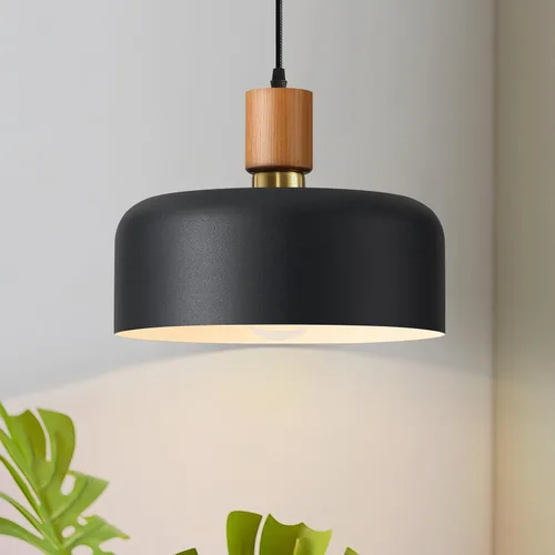 Lámpara colgante moderna negra sobre isla de cocina, iluminación colgante industrial, lámpara colgante de techo de madera ajustable para comedor,