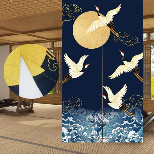 Miniatura 16 de LIGICKY Cortinas Noren estilo japonés para puerta, gruesas, largas, impresas, tapices colgantes para decoración del hogar, 33.5 x 47.2 pulgadas