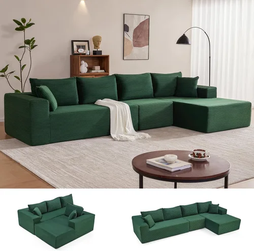 Miniatura 45 de Mangodan Sofá seccional Cloud, sofá deshuesado para sala de estar, sofá modular con asiento profundo, cómodo sofá esponjoso en forma de L con diván