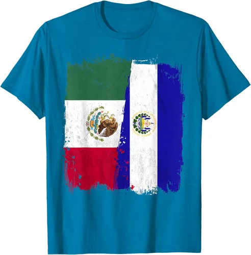 Miniatura 10 de Camiseta con la bandera mexicana de El Salvador con la mitad de la bandera mexicana de El Salvador
