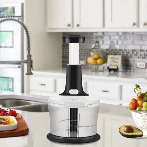 Miniatura 6 de Smile mom Picador de verduras, picador de alimentos, prensa rápida a mano, cortador de alimentos profesional, fácil de picar verduras, frutas, Blanco