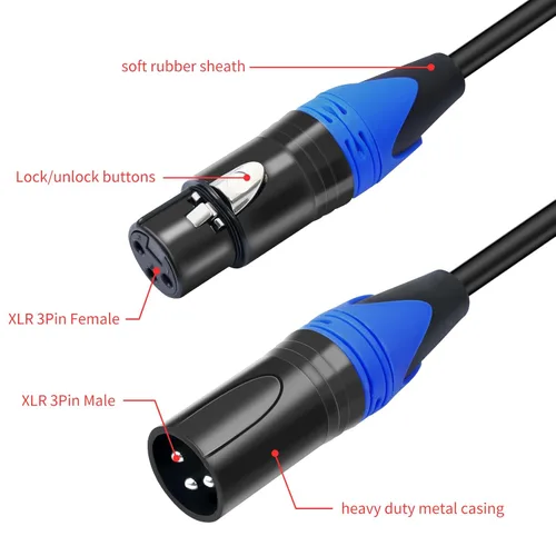Miniatura 4 de Cable de micrófono divisor en Y XLR macho a 2 hembras, 3 pines XLR hembra a doble XLR macho Y-Splitter Cables de audio de micrófono equilibrado