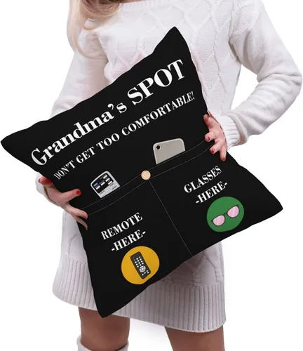 Miniatura 4 de Funda de almohada con dos bolsillos, regalos para abuela, funda de almohada cuadrada de poliéster de doble cara para decoración del hogar, regalos