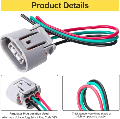 Miniatura 3 de PAGOW Arnés de regulador de alternador de 3 cables, conector de coleta de alternador de repuesto para Infiniti EX35 G35, Nissan 350Z Maxima Rogue