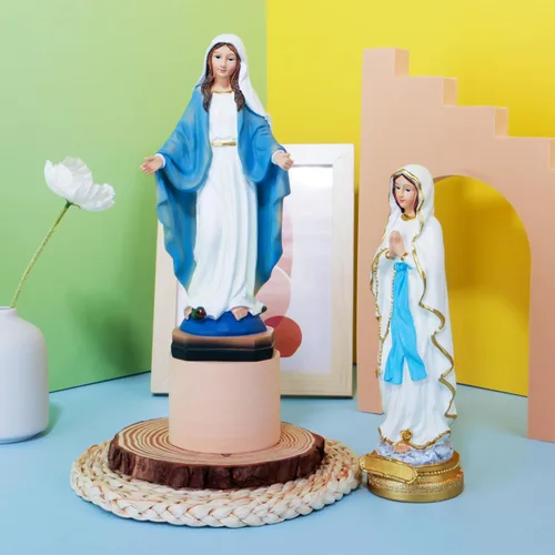 Miniatura 6 de Estatua generosa de la Virgen María, estatuas benditas de Nuestra Señora de Lourdes, figuritas de resina de la Virgen María de 8.5 pulgadas, regalos