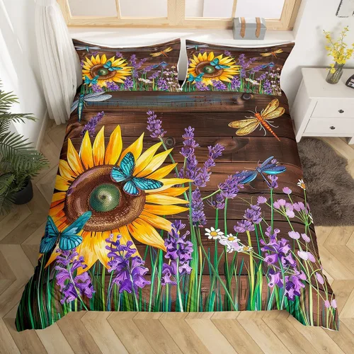 Miniatura 13 de Erosebridal Regalos de libélula para mujeres, funda de edredón de diente de león, mariposa y libélulas, juego de ropa de cama para mujeres y niñas