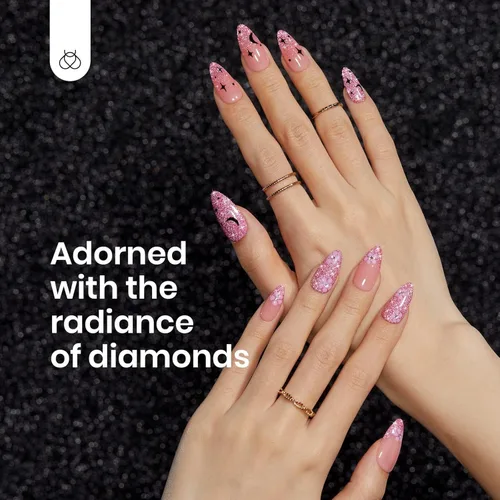 Miniatura 8 de Beetles - Esmalte de gel rosa con purpurina, 1 unidad de 0.5 onzas líquidas de gel de diamante con purpurina, uñas de color rosa intenso con besos B