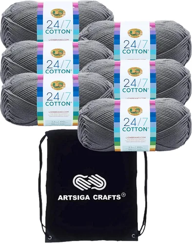 Miniatura 17 de Lion Brand 24/7 Algodón Rosa 761-101 (3 carretes - mismo lote de tinte) Hilado medio #4 de algodón para crochet y tejer con bolsa de proyecto