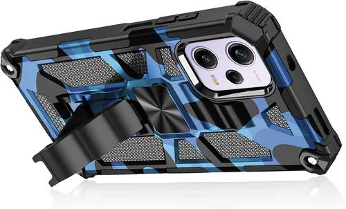 Miniatura 5 de CCSmall Funda de camuflaje para Xiaomi Redmi Note 12 Pro 0.18 oz con soporte, funda de camuflaje para Xiaomi Poco X5 Pro, soporte de anillo Azul