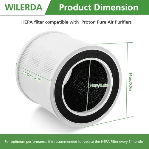 Miniatura 5 de Paquete de 2 filtros de repuesto solo compatibles con el purificador de aire Proton Purch, sistema de filtración de 3 pasos, filtro de aire
