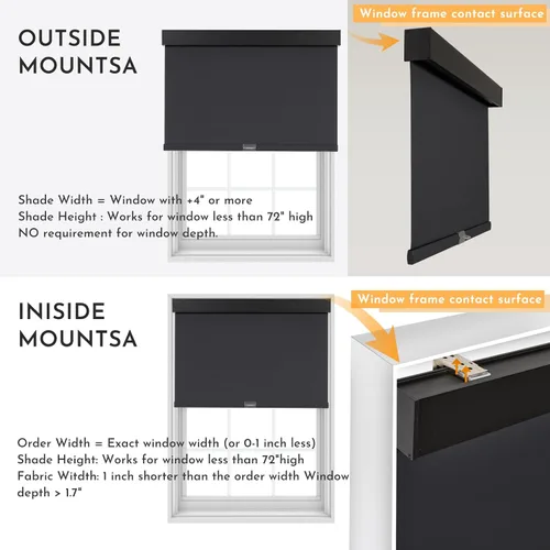 Miniatura 6 de Persilux Persianas enrollables opacas inalámbricas para ventanas, parada libre con cenefa, persianas de tela con aislamiento térmico, protección UV