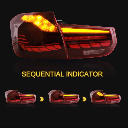 Miniatura 4 de VLAND OLED - Conjunto de luces traseras para BMW M3 / Serie 3 F30 F35 F80 Sedan 6ª generación 2012-2018, lámpara trasera mejorada con Dragon Scales
