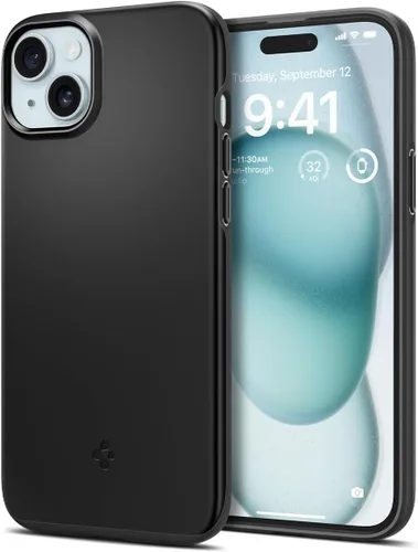 Spigen Funda delgada diseñada para iPhone 15 (2023) [carcasa dura] [protección de grado militar] - negro | 2023