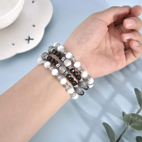 Miniatura 5 de VISOOM - Pulsera de cuentas boho compatible con Apple Watch Band de 40mm/38mm/41mm Series 9 8 7 SE; pulsera de moda de cuentas de cristal hecha a