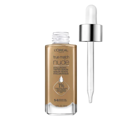 Miniatura 14 de L'Oreal Paris True Match Nude Hyaluronic Tinted Serum Foundation con 1% de ácido hialurónico, mediano 4-5, 1 onza líquida Medium 36-38