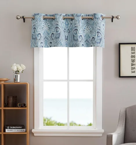 Miniatura 6 de HLC.ME París Cachemira Damasco Panel de cortinas térmicas opacas con ojales, para ventanas, largos: 63", 84", 96", un par