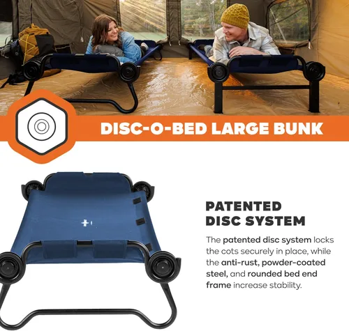 Miniatura 4 de Disc-O-Bed Gran banco convertible para exterior de 2 personas y cuna de camping doble para adultos, sistema de literas portátil, negro