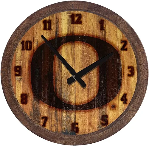 Miniatura 135 de The Fan-Brand NCAA Oklahoma Sooners: Reloj de pared con parte superior de barril de imitación para decoración de bar, decoración de fiesta