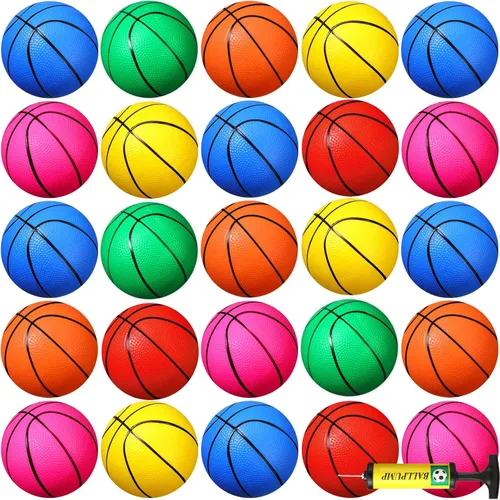 Miniatura 7 de Leitee Juego de 30 mini pelotas de baloncesto de 6 pulgadas con bomba de inflador, juego de baloncesto al aire libre para niños pequeños, repuesto
