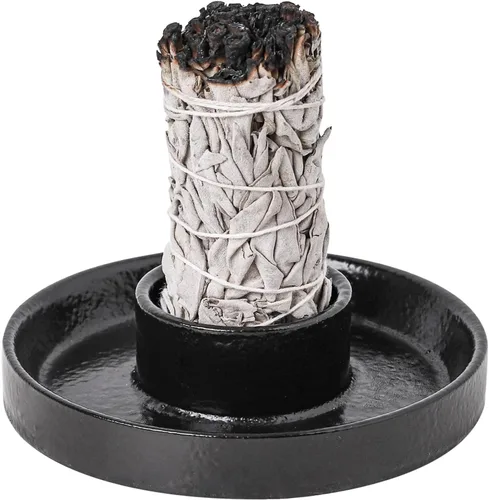 Miniatura 10 de Soporte de incienso de cerámica, cuenco de salvia blanca, plato de manchas para velas de palo, santo, salvia y soporte de salvia