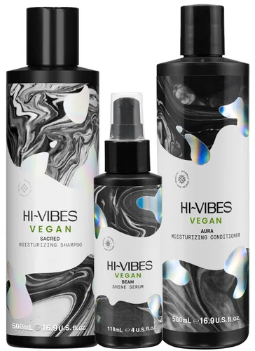 MOEHAIR Hi-Vibes - Champú, acondicionador y suero vegano | Juego de champú y acondicionador de aceite de argán con suero antiencrespamiento para el