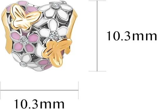 Miniatura 3 de Abalorio de flor y mariposa compatible con pulseras Pandora
