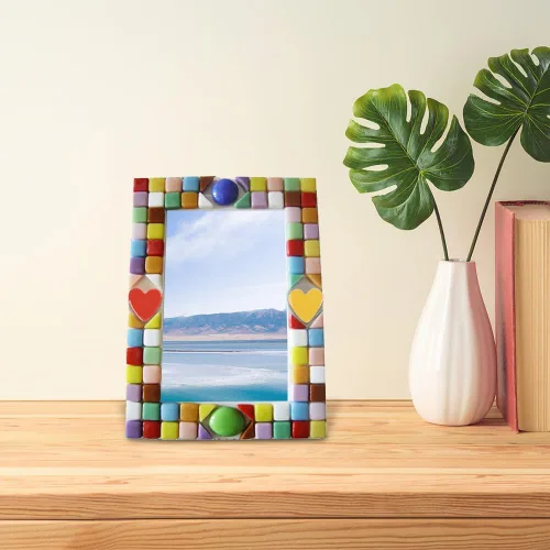 Miniatura 3 de Azulejos de mosaico en forma de corazón de 7.05 oz, azulejos de mosaico de cerámica creativos para manualidades, macetas, jarrones, marcos de fotos