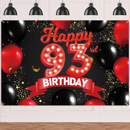 Miniatura 103 de Cartel de feliz cumpleaños 15 color rojo y negro, decoración temática de globos para niñas y mujeres, princesas de 15 años, fiesta de cumpleaños