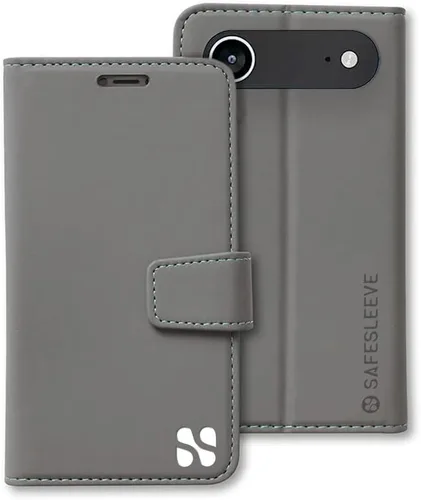 Miniatura 42 de SafeSleeve Funda de piel tipo cartera desmontable para iPhone 14 con bloqueador EMF para teléfono celular con 3 tarjeteros y soporte ajustable