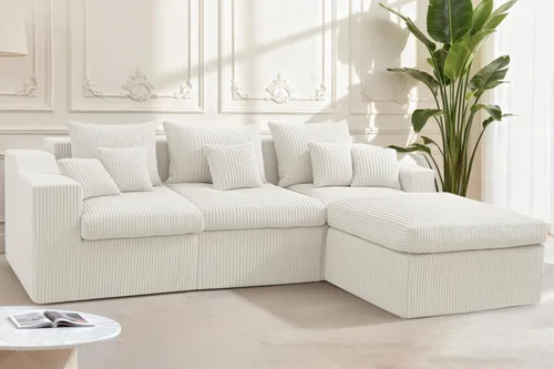 Miniatura 2 de Homguava Sofás modulares seccionales para sala de estar, sofá nube de 101 pulgadas con diván en forma de L, cómodo sofá de sala de estar con asiento