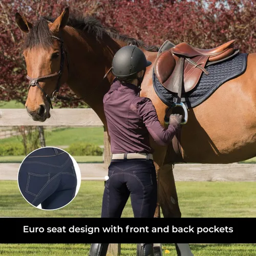 Miniatura 4 de ELATION EuroSeat - Pantalones de equitación de platino Brooklyn de cintura alta para mujer