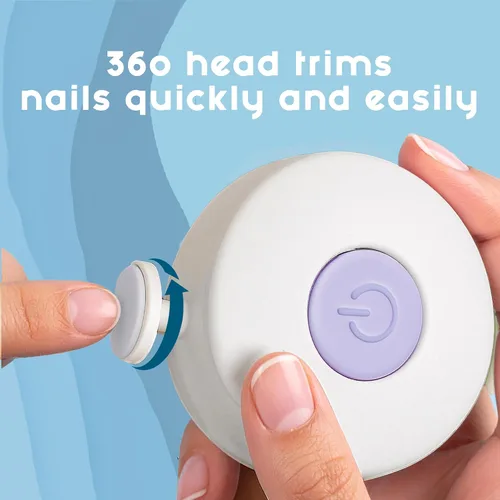 Miniatura 7 de Elan Baby Cortadora de uñas eléctrica, lima de uñas para bebé, lima de uñas segura y fácil para recién nacidos, bebés y niños pequeños, 6 cabezales