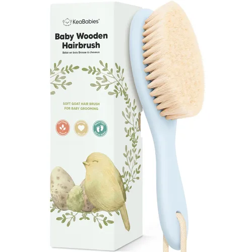 Miniatura 10 de Cepillo de madera para cabello de bebé para niñas y niños, cepillo para cuna, peine de bebé recién nacido, peine de cerdas de cabra suaves para Rubor