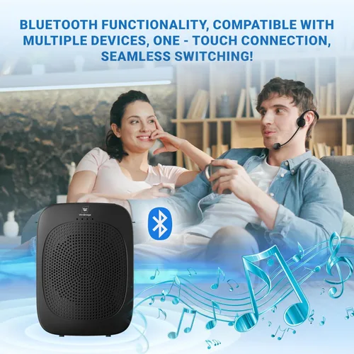 Miniatura 6 de Amplificador de voz Bluetooth con micrófono inalámbrico con gancho para la oreja, micrófono inalámbrico con combo de altavoces, mini megáfono
