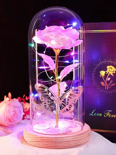 Miniatura 13 de Regalos de rosas para el día de la madre, rosas de cristal de galaxia preservadas para siempre, rosas iluminadas en cúpula de cristal, regalos de Un