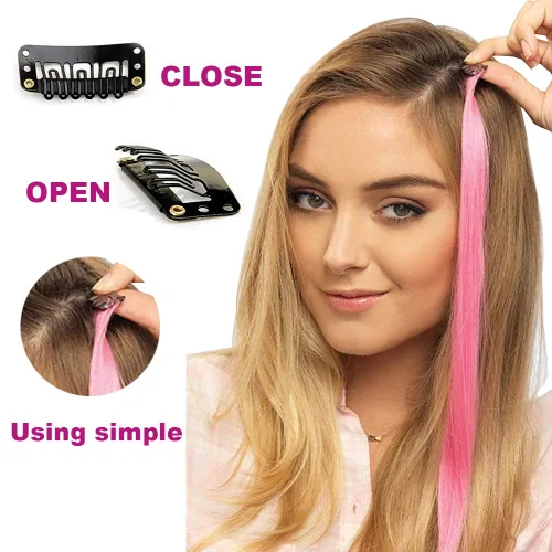 Miniatura 4 de EuTengHao 36 paquetes de extensiones de cabello con clip de 22 pulgadas, extensiones de cabello liso colorido con clip para mujeres y niños, Recto