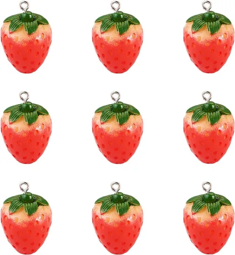 Miniatura 11 de Cheriswelry 10 dijes de fruta naranja, de resina, coral, lindos colgantes, adornos colgantes con lazo de hierro de 0.99 a 0.98 pulgadas, decoración