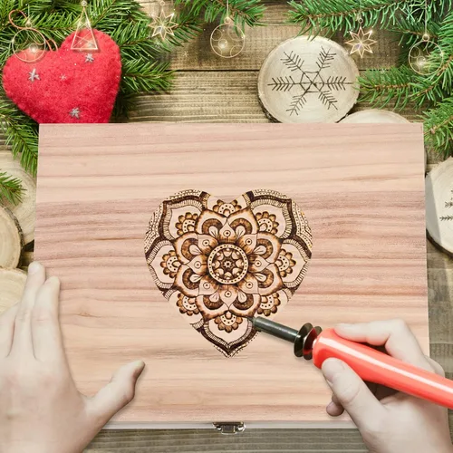 Miniatura 6 de Yookeer 8 cajas de madera sin terminar con tapa con bisagras, caja de madera a granel para manualidades, cierre frontal, almacenamiento de madera