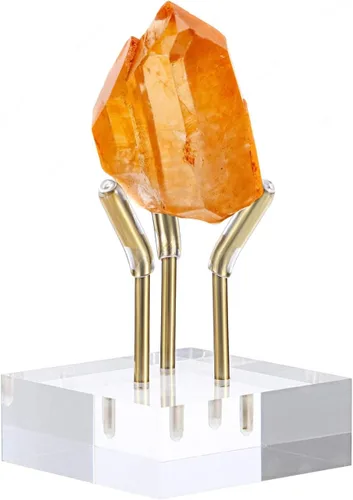 Miniatura 4 de Hipiwe Soporte de exhibición de brazo de metal dorado con base acrílica, soporte de caballete de exhibición pequeña para esfera, bolas de cristal