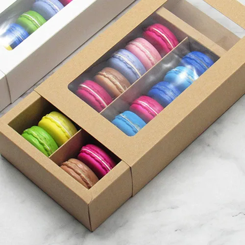 Miniatura 4 de 25 cajas de macarrones, caja de macarrones para 12, (medida interior 7.25 x 4 x 1.8 pulgadas), cajas de embalaje de macarrones con ventana