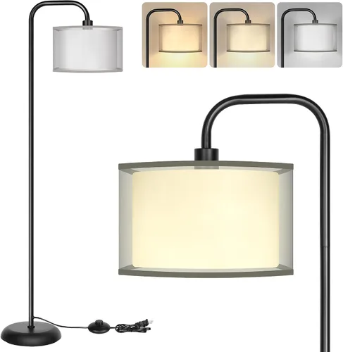 Miniatura 9 de [Actualizada] Lámpara de pie LED para sala de estar, lámpara de pie de 3 temperaturas de color con interruptor de pie, lámpara de pie moderna alta
