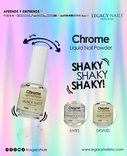 Miniatura 7 de LEGACY NAILS Polvo líquido profesional para uñas CROMADO - ALANA 0.2 fl oz - Revela la magia de los efectos iridiscentes, nacarados y metálicos - Di