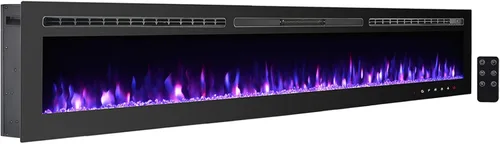 Miniatura 12 de CharaVector - Insertos de chimenea eléctrica de 70 pulgadas 750W/1500W con control remoto en montaje en pared, calentador de chimenea de inserción